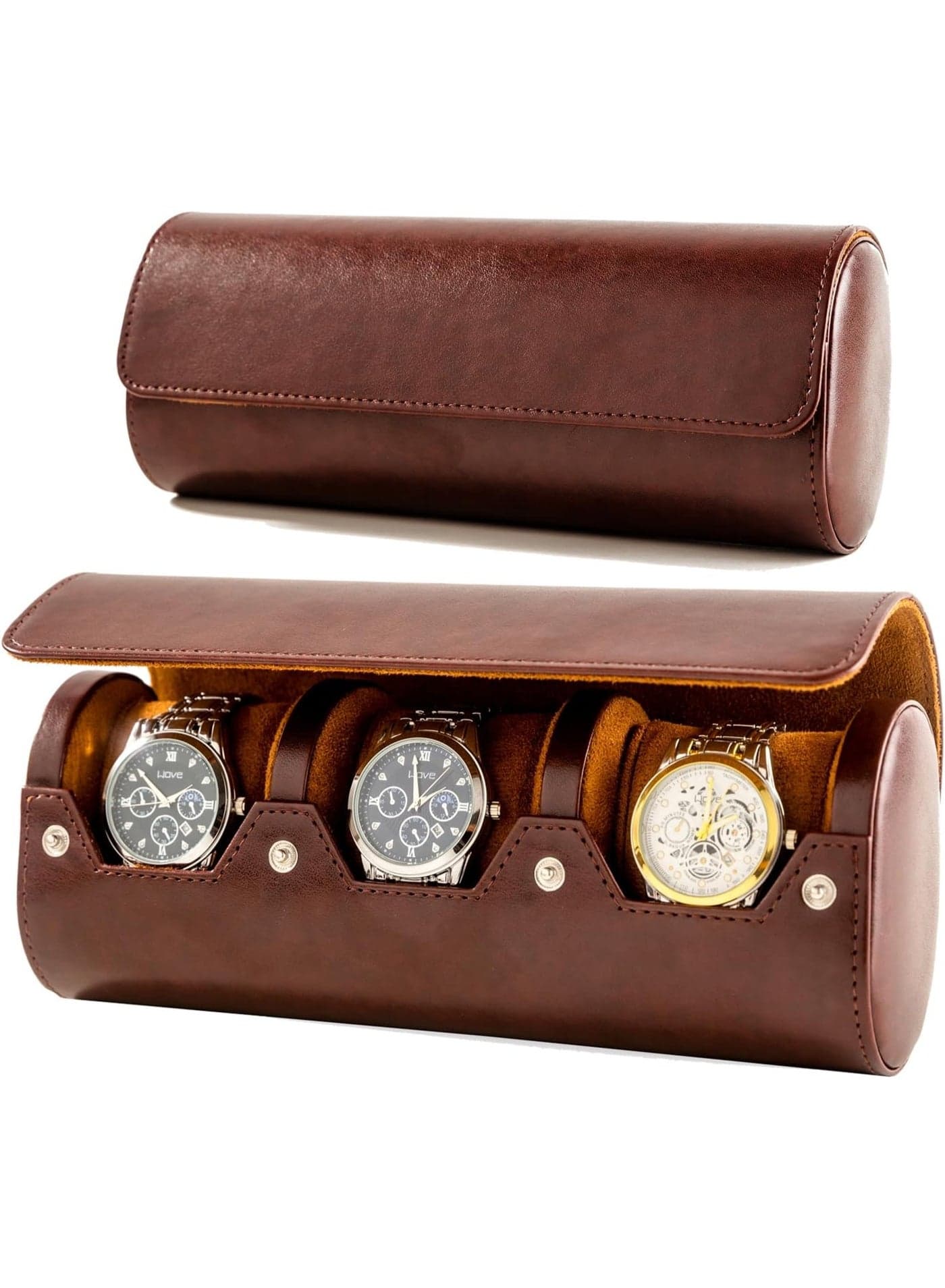 Premium Luxury Leather Watch Travel Case – Elegant 3-Slot Watch Box Organizer for Men, Secure Storage for Watches, Perfect for Travel, Gifting, and Display