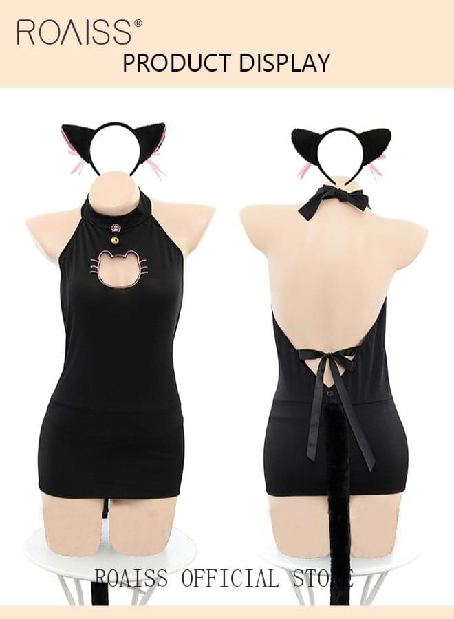 Ladies Lingerie Cat Girl Women's Halterneck High-End Temperament Backless One-Piece Underwear