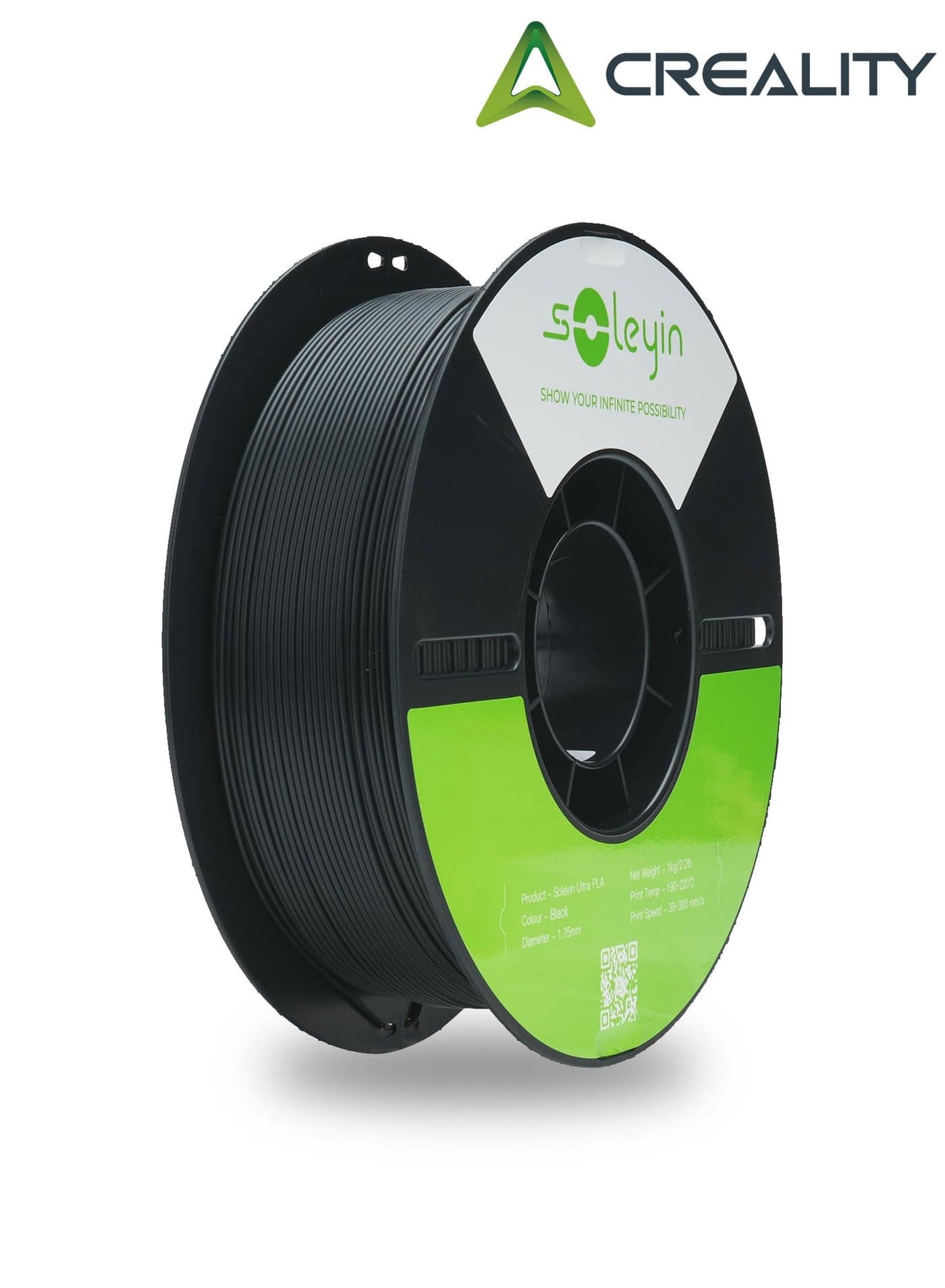 3D Printer Filament, 1.75mm Soleyin Ultra PLA Filament fot 3D Printing, High-Speed Filaments , Fit Most FDM 3D Printer, Soleyin by Creality Filament, PLA Black Black