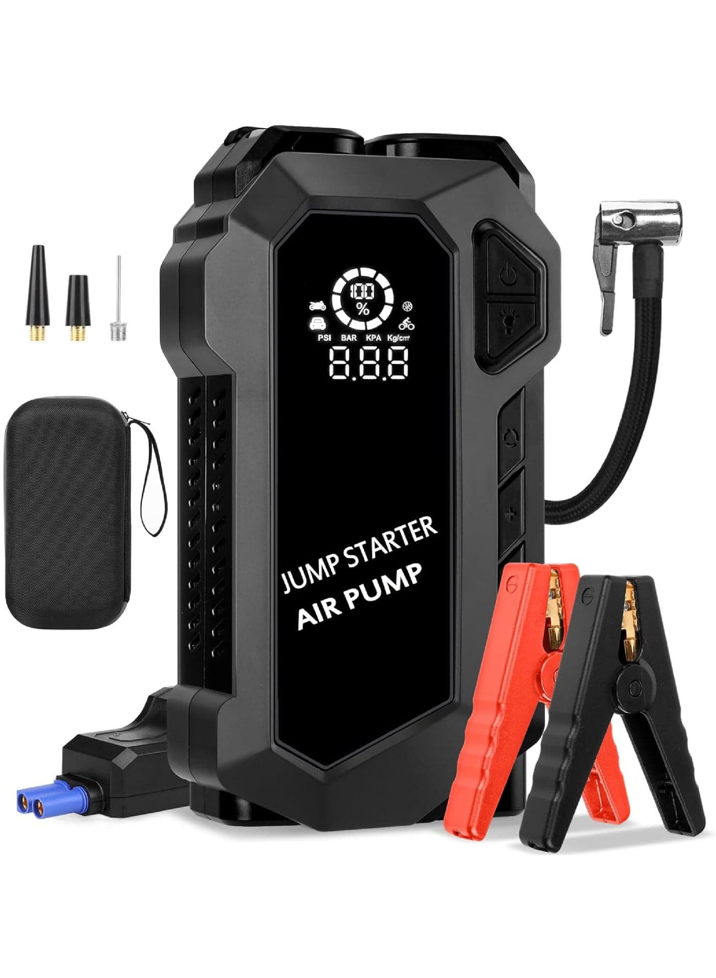 Car Jump Starter,4000A Battery Jump Starter with Air Compressor,for Up to 10.0L Gas and 8.0L Diesel Engines,12V Lithium Portable Jump Box Car Battery Jumper Start with LED Light&Quick-Charge