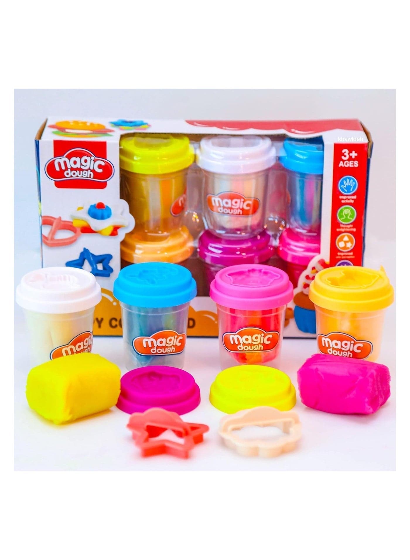 Magic dough 6 color Soft & Ultra Light - clay with 8 pcs Tools for Child Kids play again and again - Best Gift for Boys & Girls Age 3-12 Year Old