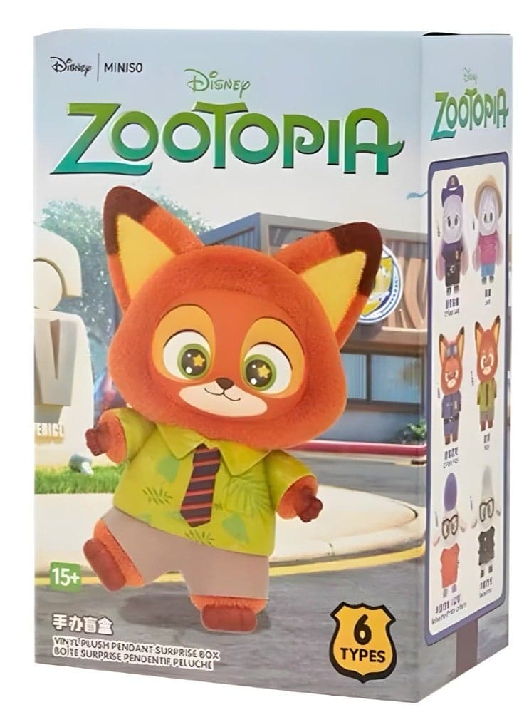 Miniso Zootopia Series Blind Box Disney Vinyl Plush Pendant and Keychain Mystery Blindbox.
