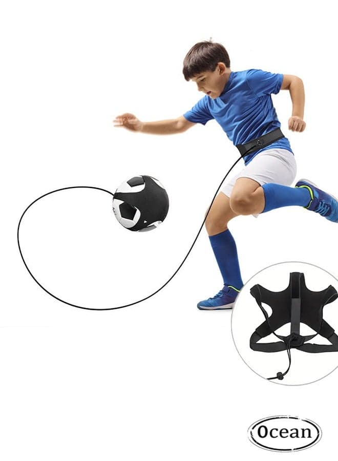 Football Kick Trainer with Adjustable Training Belt, Hands-Free Solo Soccer Trainer Equipment for Kids Adults, Football Kick Throw Solo Practice Training Aid Control, Black (Not Including Football)