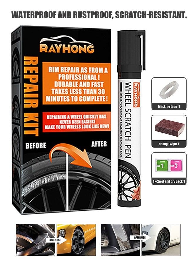 Scratch Repair Pen Set, Car Scratch Remover Pen with Tape and washboard, Touch Up Paint for Car Motorcycle Boat
