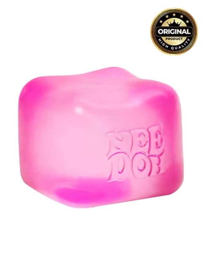 NeeDoh Nice Cube Sensory Squeeze Toy, Super Solid Squish Stress Relief Cube, Returns to Shape for Endless Fidget Fun, Soft & Durable, 2.25 Inch Pink Cube