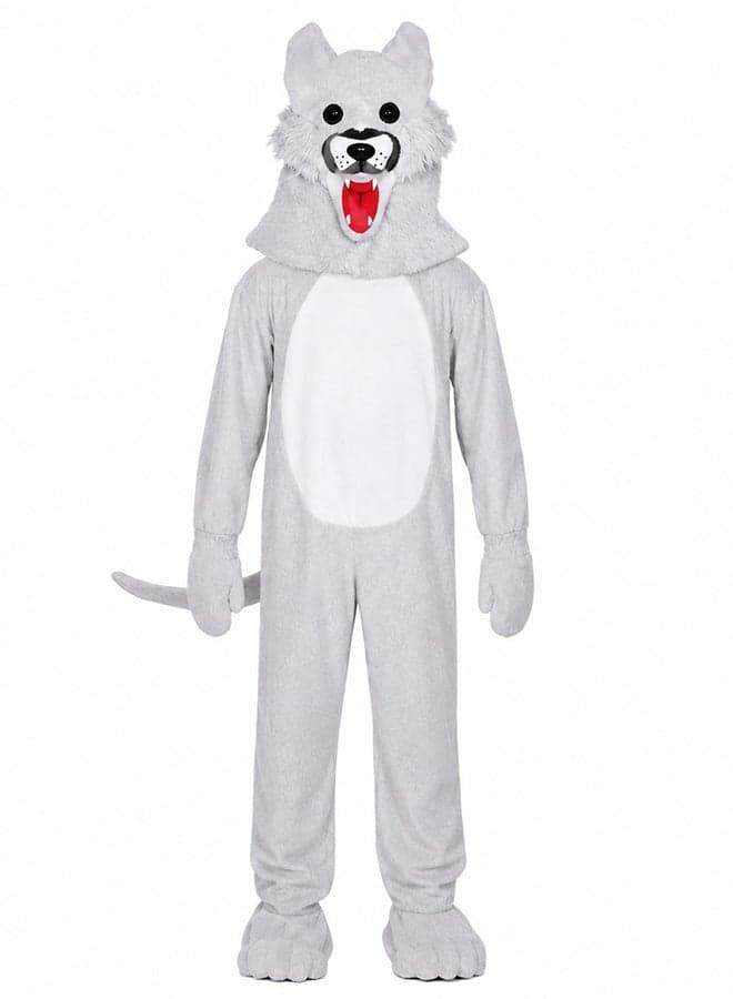 Kids Wolf Animal Costume – Plush Wolf Jumpsuit with Head Mask for kids of age 10 to 11 years