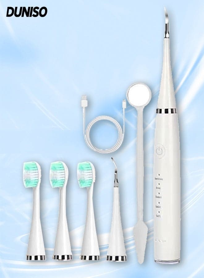 Sonic Electric Toothbrush with 3 Brush Heads , Rechargeable Power Toothbrush, 2 Minutes Smart Timer, 5 Cleaning Modes , Waterproof Cleaning Toothbrushes for Adults and Kids(White)