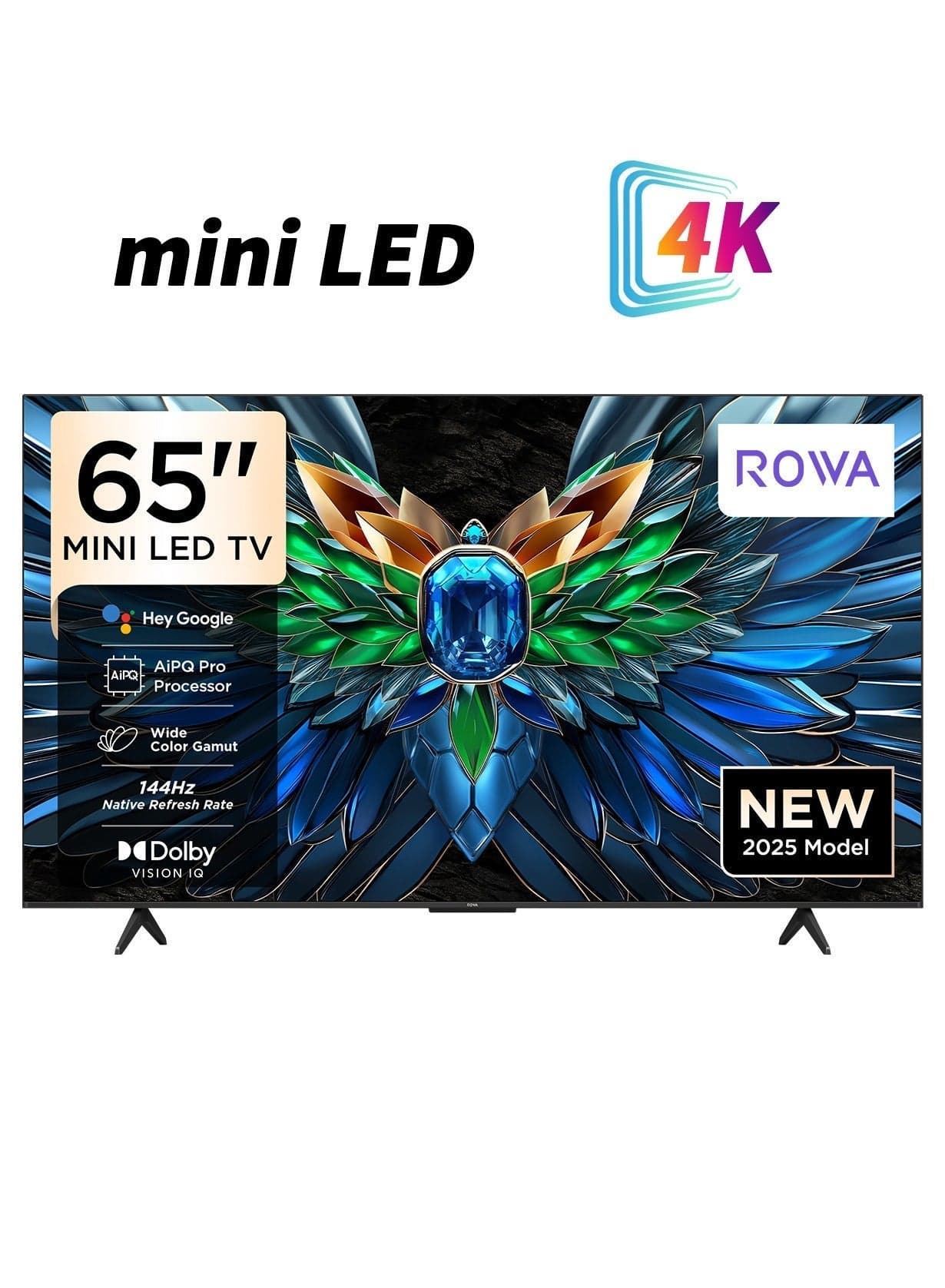 65-Inch 4K Mini-LED Smart TV | Google TV | Colorful Quantum Crystal Display | 144Hz Native Refresh | HDR10+ | Dolby Atmos & Vision IQ | AiPQ Pro Processor | Game Master - 2025 Model (International Version) 65R85 Black