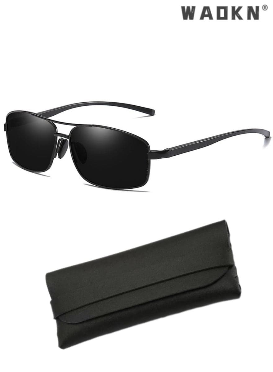 Men's Aviator Polarized Sunglasses, UV400 Protection Sun Glasses with Alloy Frame, Fashion Anti-Glare Sun Shades for Men Summer Outdoor Beach Travel Camping Driving Fishing Black
