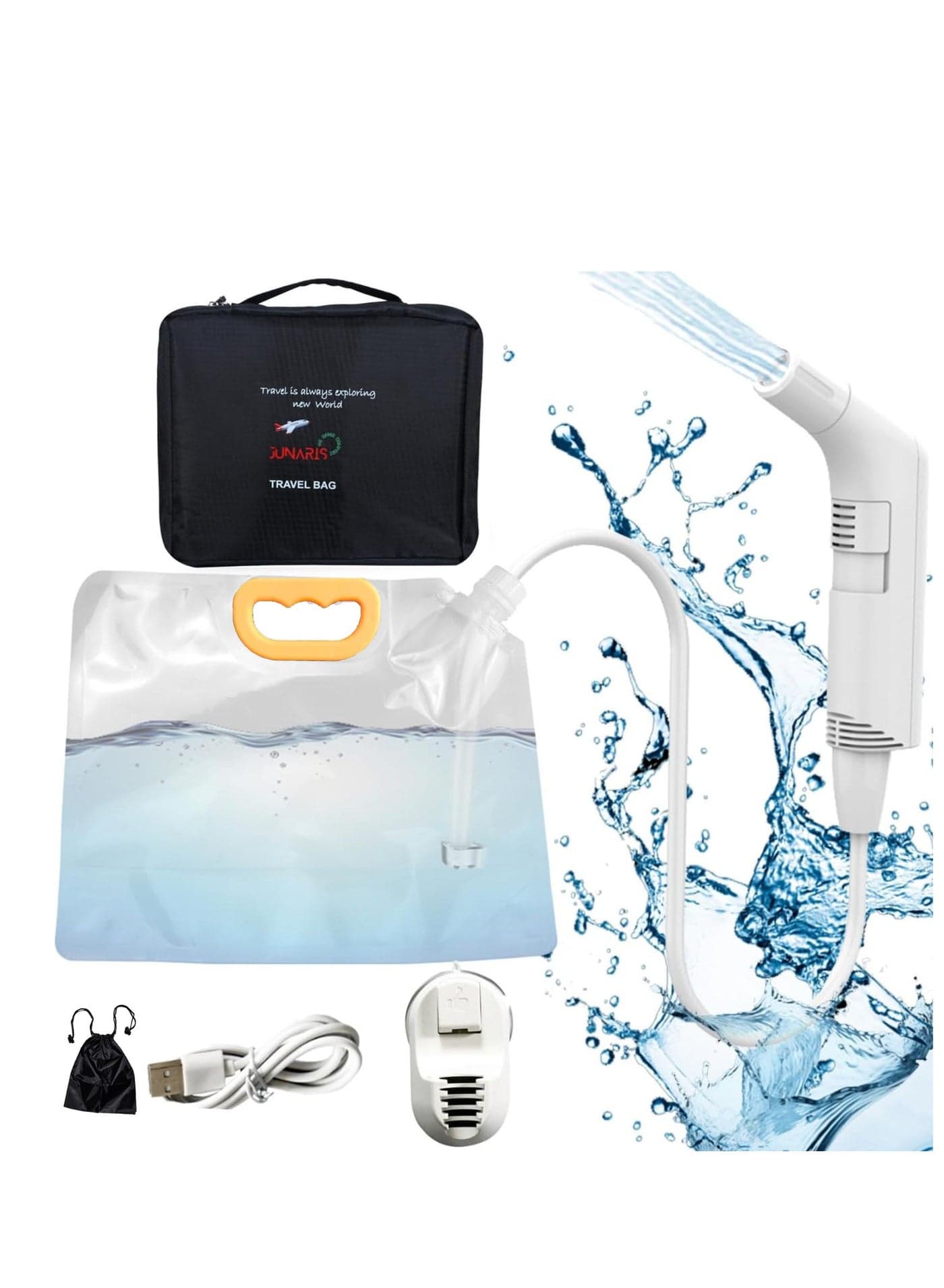 Portable Bidet Sprayer Set For Travel | Rechargeable Bidet Sprayer | Handheld Camping Bidet Shower Sprayer with 2.3L Water Tank, 800mAh Battery,Foldable Plastic Bag (White)