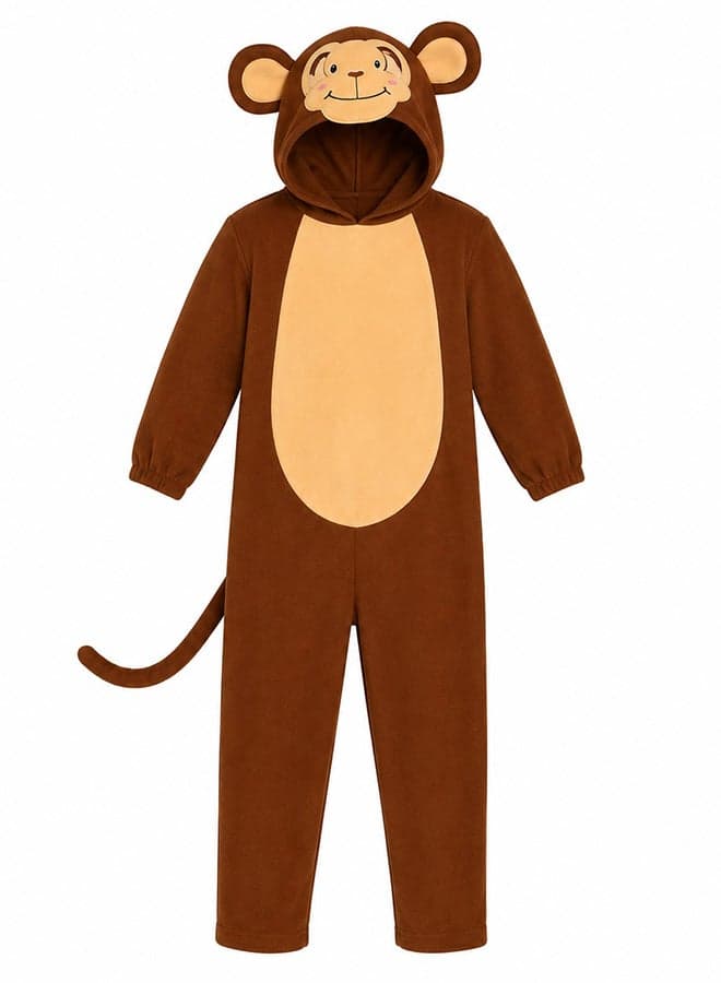 Kids Monkey Animal Costume with Hood – Jungle Safari Fancy Dress Outfit for Boys & Girls of age 2 to 3 years