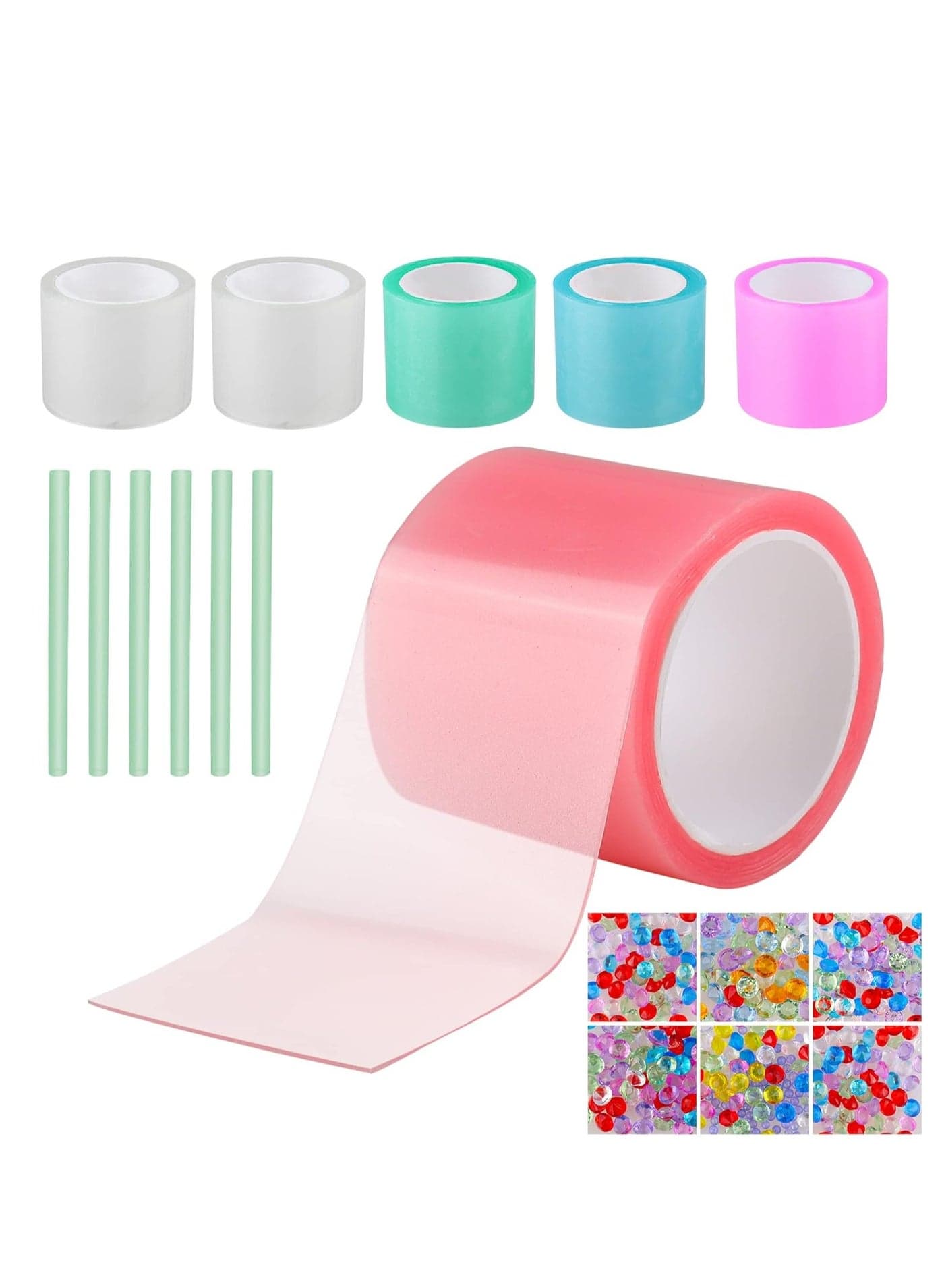 Nano Tape Bubble- 6pcs, Color Double Sided Tape Elastic Bubbles DIY Craft Kit, Squishy Ball, Party Favors and Fidget Toys for Girls, Boys, Kids.