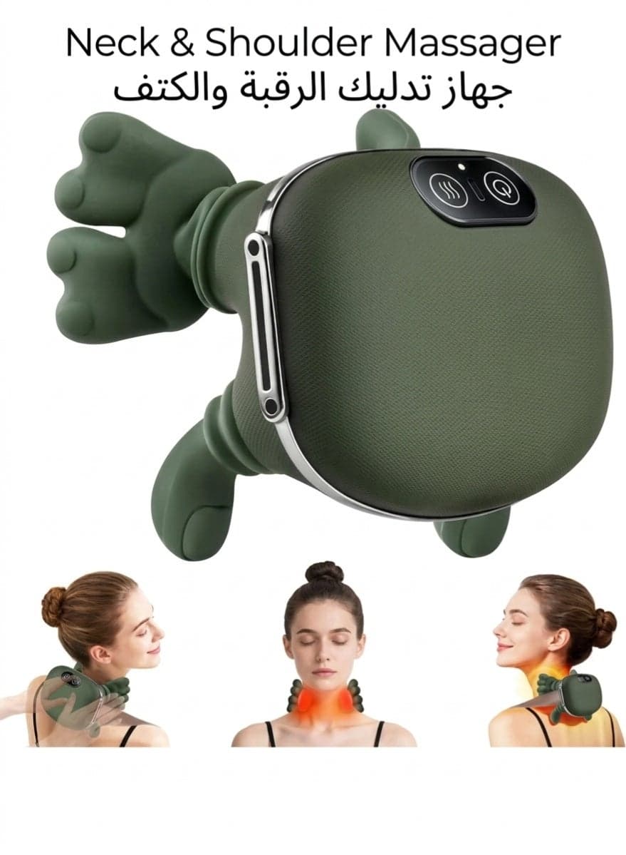 Neck and Shoulder Massager with Heat Portable Deep Tissue Massage for Pain and Stress Relief, Adjustable Intensity for Home, Car & Office