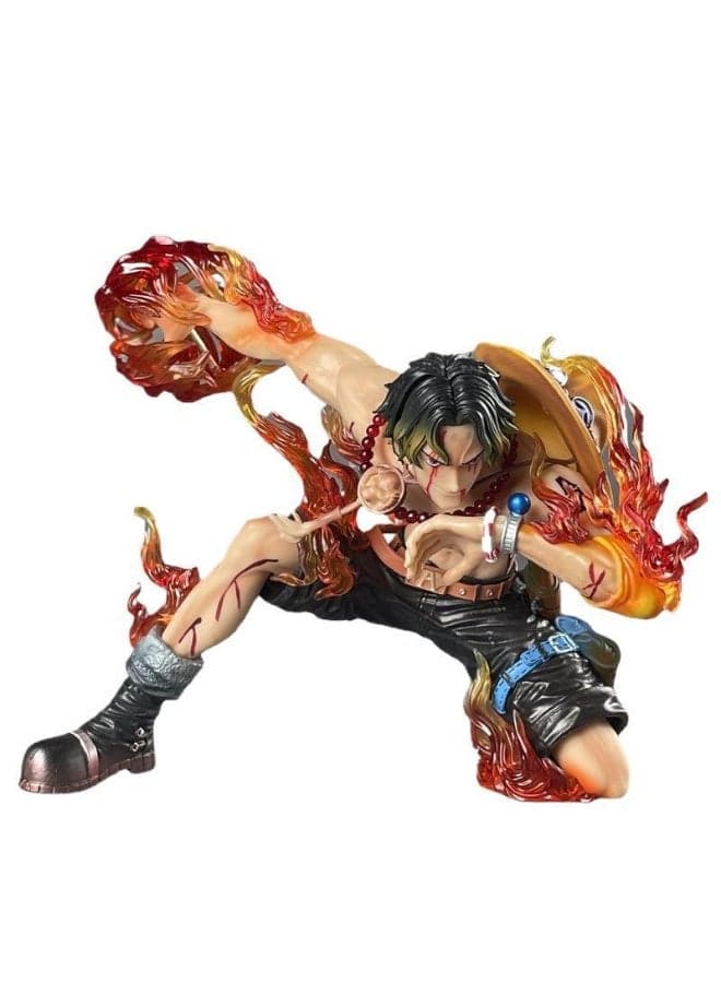 One Piece Fireball Resonance Ace Flaming Effect Figure,20cm Dynamic Pose Desktop Decor Birthday Gift Collectible