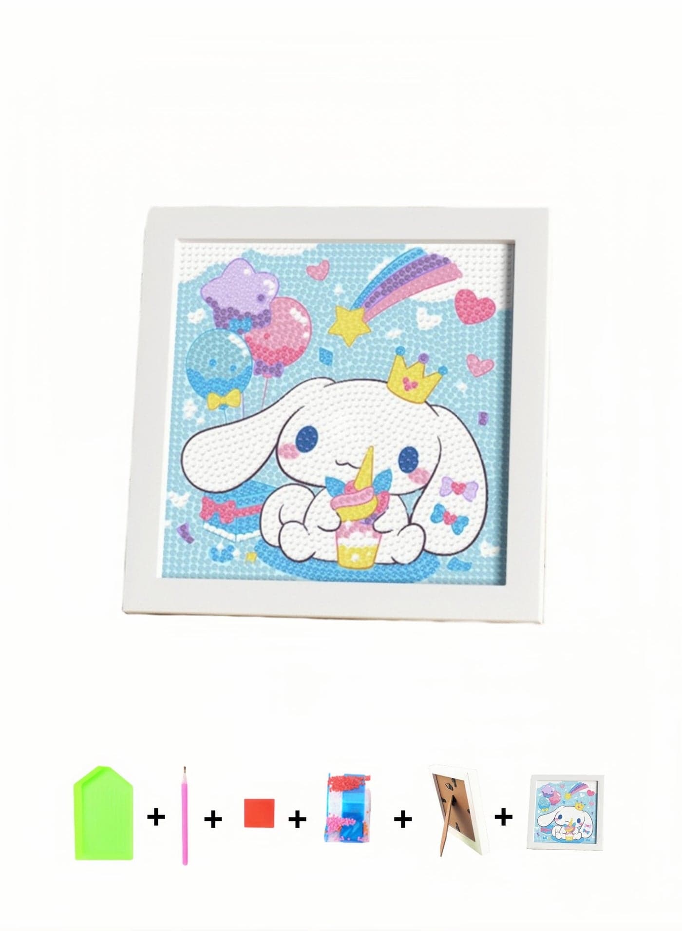 Kids DIY Diamond Art Set with Wooden Frame, Easy 5D Diamond Art Painting Set, Mini Diamond Art Painting for Home Wall Desktop Decoration (6.69x6.69 Inch)
