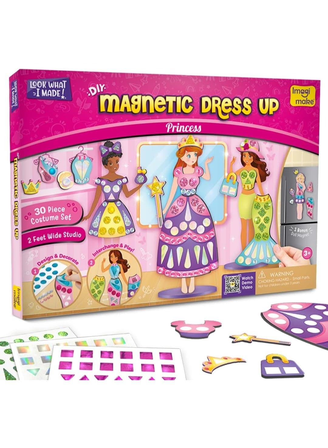DIY Magnetic Dress-Up Princess | Pretend Play Toys for Girls | 30 Magnetic Dresses & Accessories | Interchange & Create Unlimited Outfits | Birthday & Return Gift 3-12 Years