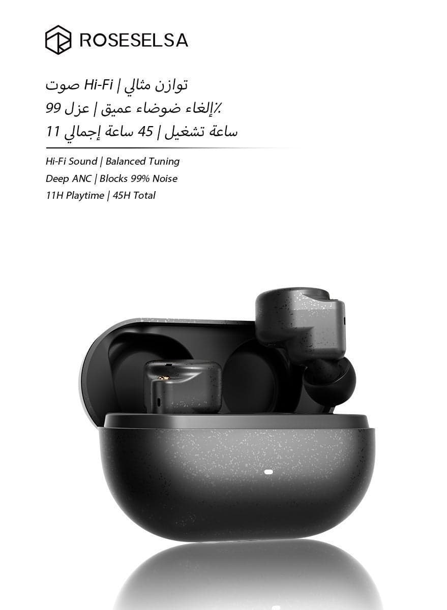 ROSESELSA CERAMICS MK2 TWS Earbuds, Bluetooth 6.0, 40dB Hybrid ANC, LDAC HiFi Audio, 47ms Low Latency Gaming Earphones, Dual Device Connection, 45H Battery, IPX4 Waterproof Headset