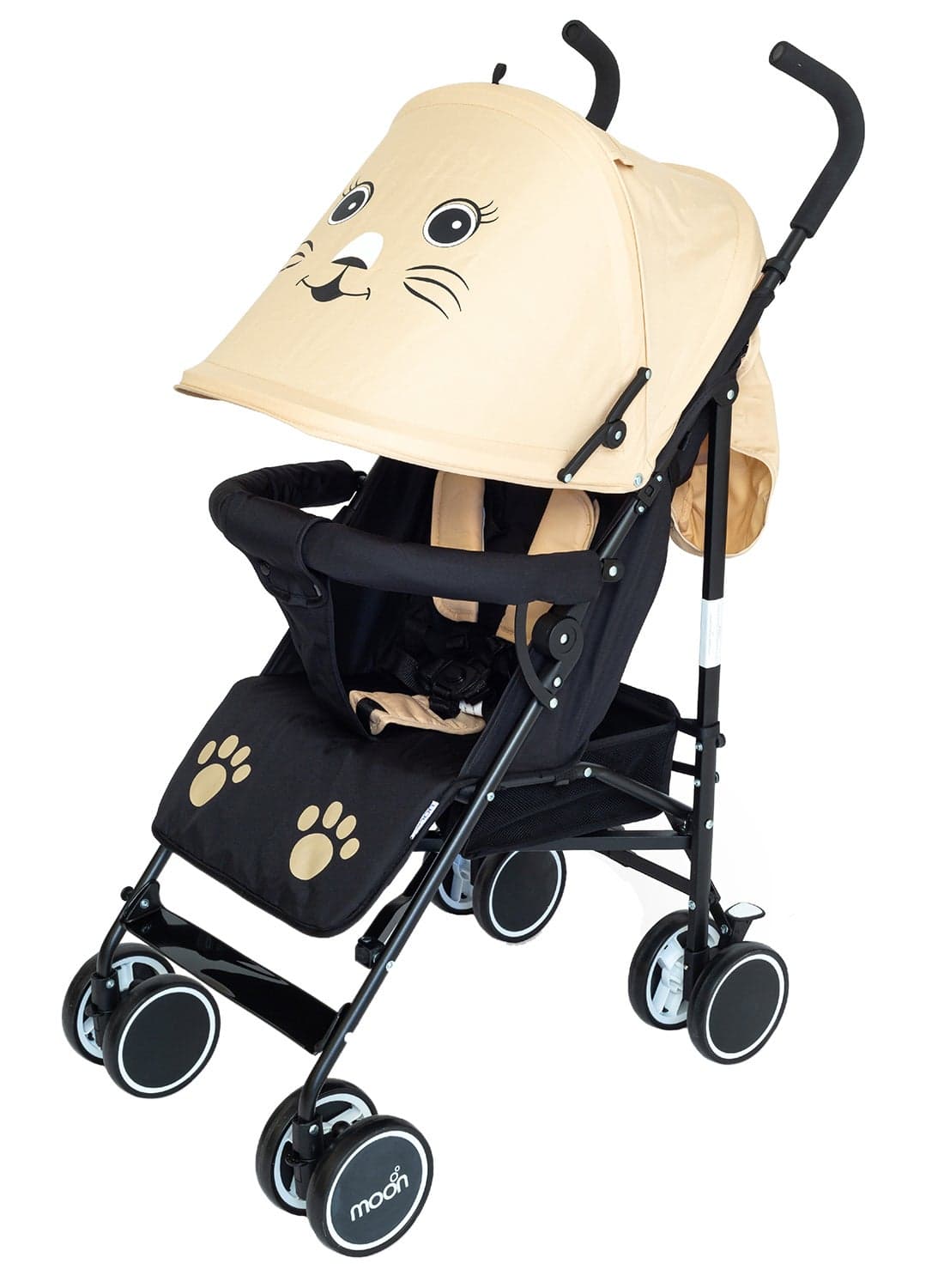 Safari Umbrella Stroller – Compact, Reclining Seat, Storage Basket, Shoulder Strap, 0m+ to 18kg – Cat Design