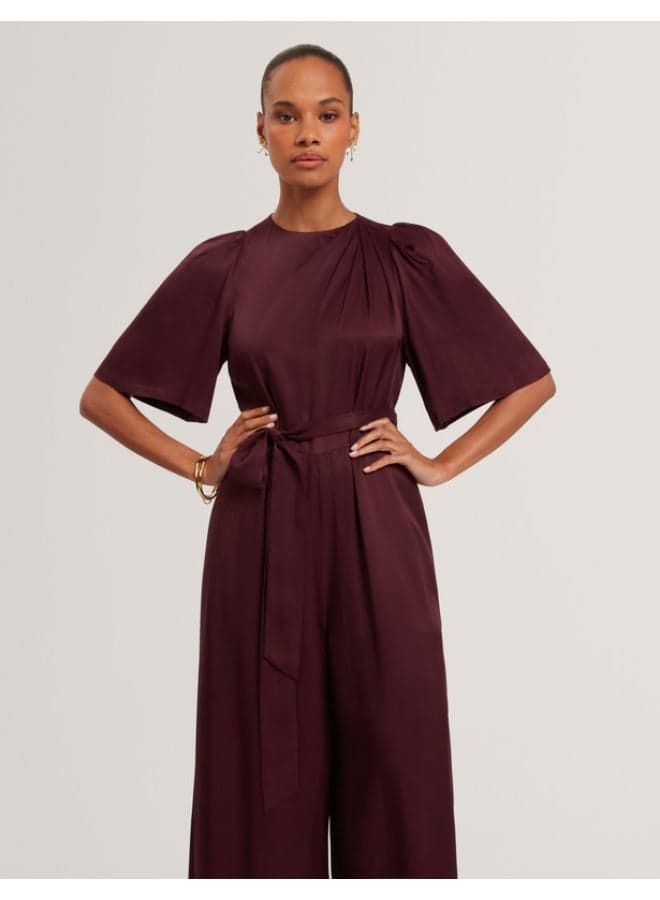 DRAPE NECK WIDE LEG JUMPSUIT