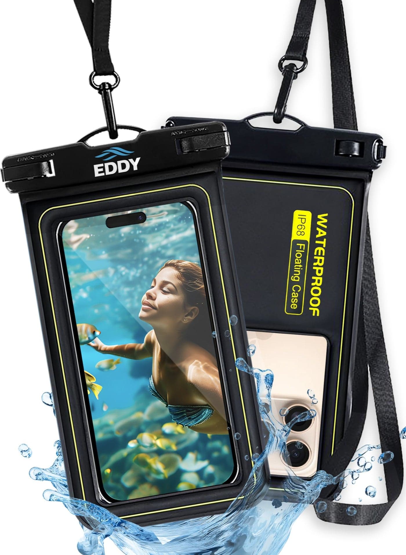 EDDY Universal Floating Waterproof Phone Case | IP68 Sealed Dry Bag Pouch for Swimming, Snorkeling, Surfing | Fits iPhone 17/16/15 Pro Max & Samsung S25 S24 S23 S22 Ultra... | Eco-Friendly | Up to 7"