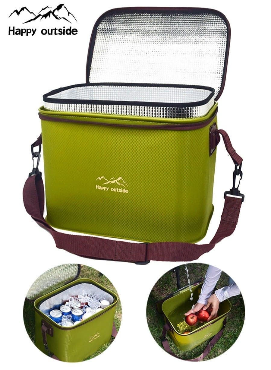 18-20L Large Family Insulated Cooler Bag, Thick EVA Material, Leakproof, Sand Resistant & Easy to Clean, Kid-Friendly Reusable Thermal Container, Ideal for Desert Camping, Car Use, Outdoor Adventures & Family Picnic, for Fruits, Dairy & Emergency Supplies (Olive Green)