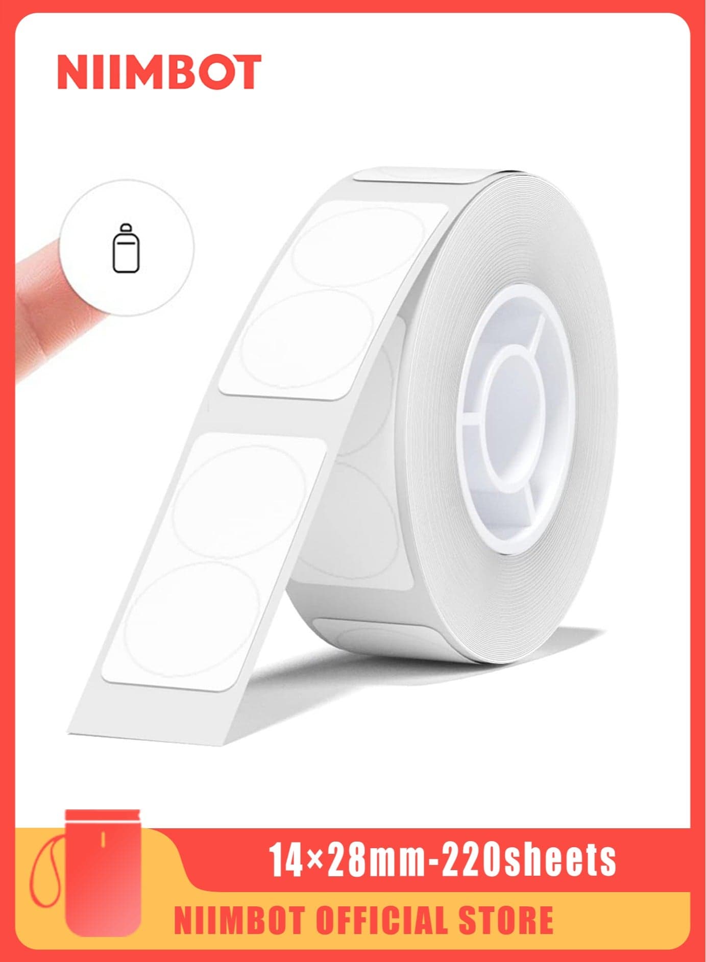 D11/D110/D101 Waterproof Round Thermal Label Paper for Barcode Printing 14*28mm,White