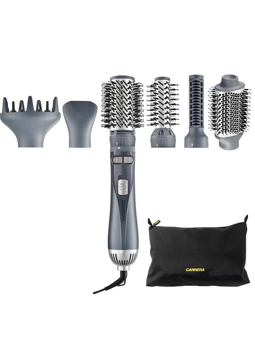 CRR528 Hot Air Brush 1200W, OMNI Styler One-Step Hair Dryer & Volumizer with Rotating Ceramic Brush, 6 Attachments, Frizz Control, 3 Heat Settings & Cool Shot, 2 Years Warranty