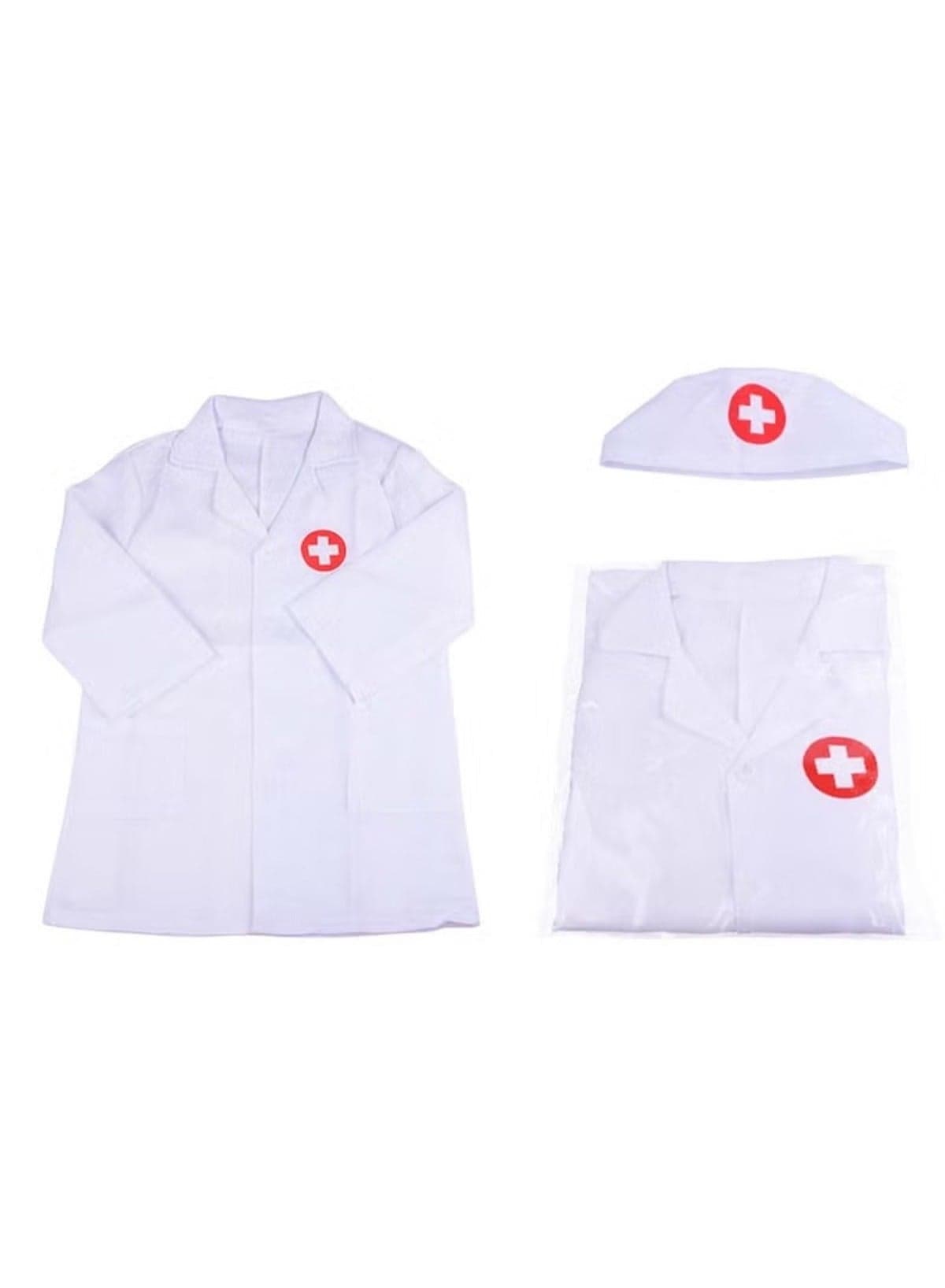Children’s Nurse/Doctor Costume Role-Play Set – Kindergarten & Playhouse Dress-Up (White, 120g)