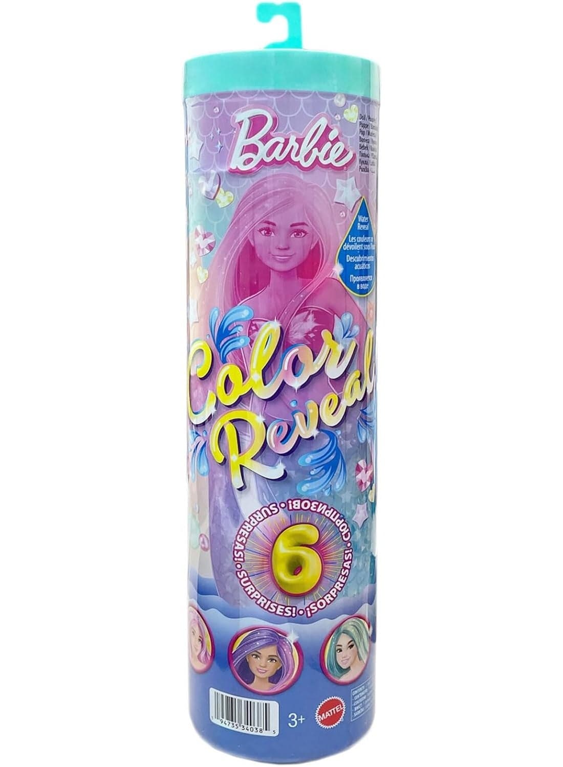 Barbie JFV58 Colour Reveal Mermaid, 3 Surprise Bags, 4 Accessories, Colour Changing, Various Models