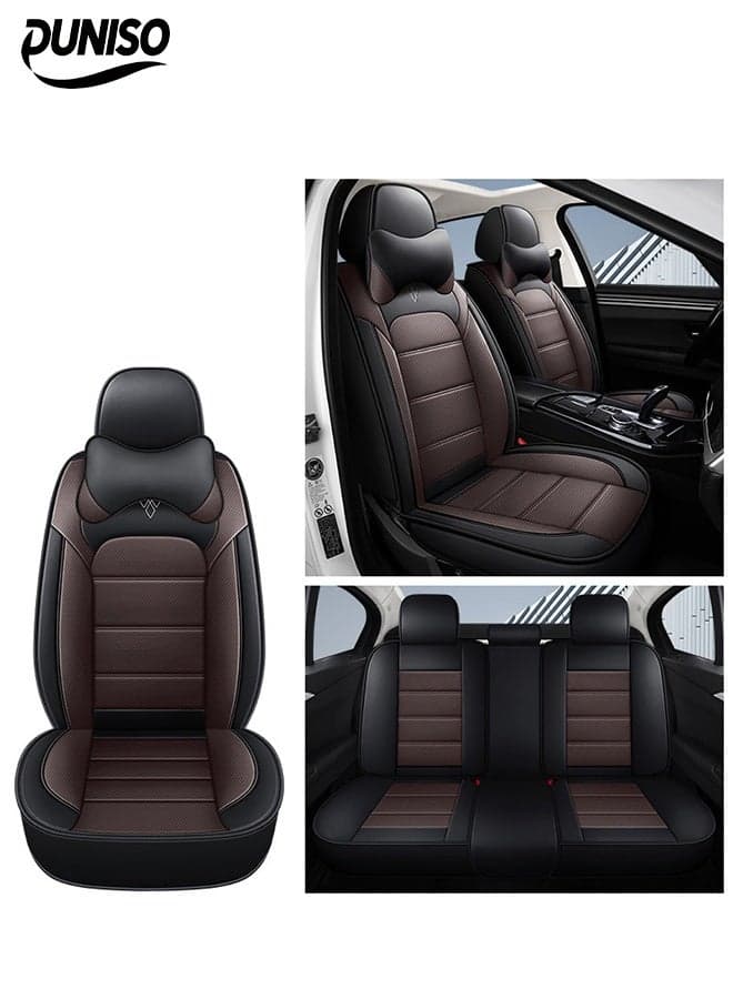 Car Seat Cover, Universal Fully Wrapped Seat Cushion, Artificial Leather Car Backrest Seat Cover, Equipped With Headrest, Wear Resistant And Anti Slip, Suitable For All Seasons, Suitable For Most Car Seats