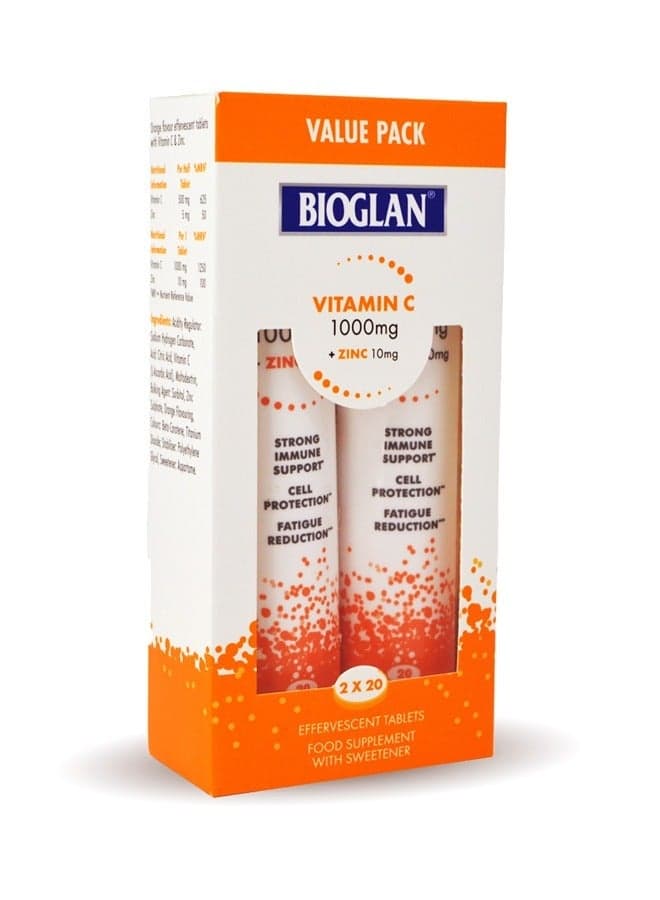 Vitamin C with Zinc Effervescent Tablets 1000mg Value Pack 40 Tablets