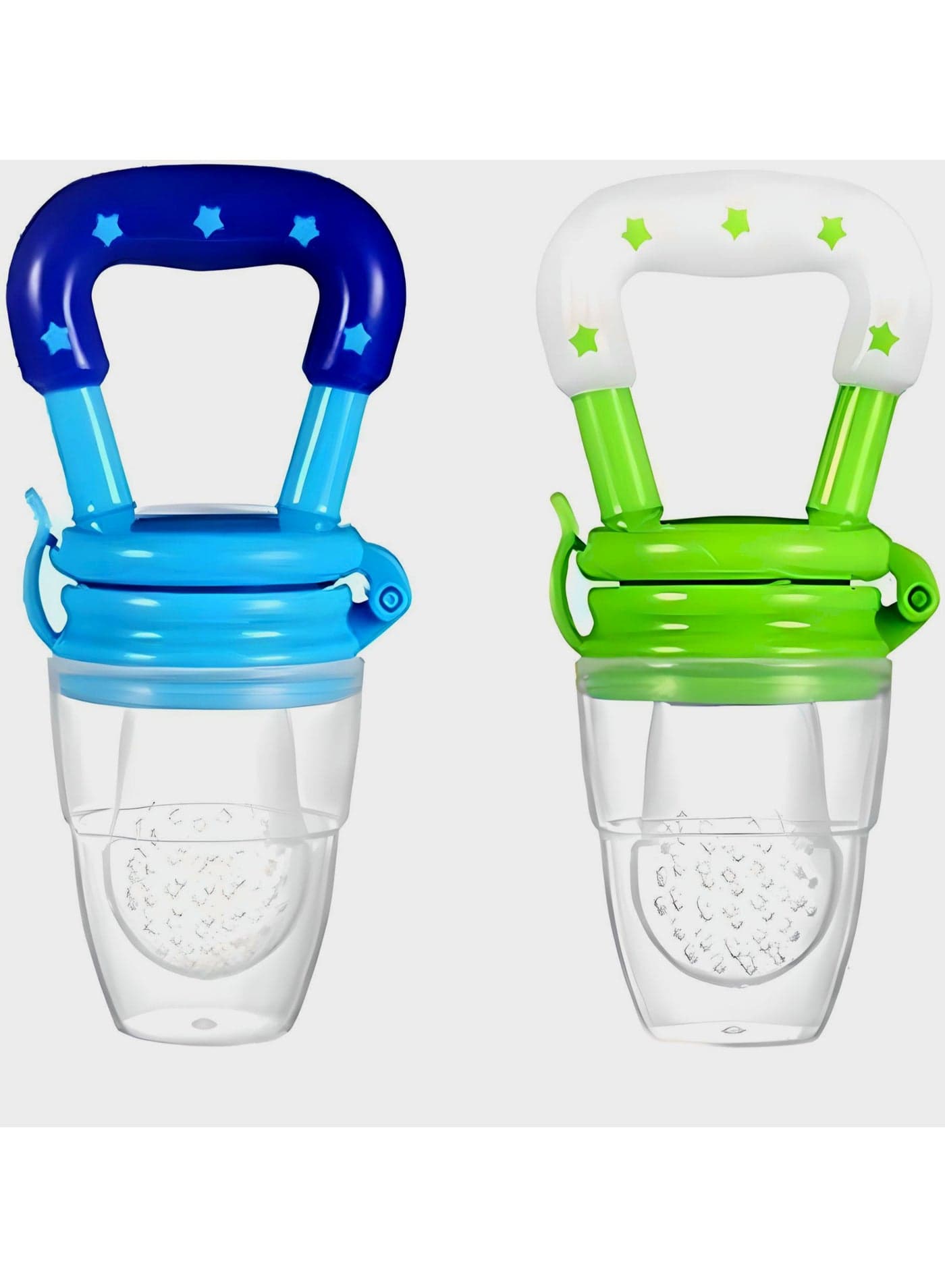 2Pack Baby Fruit Food Feeder Silicone Nipple Fresh Pouches Teething Toy Aching Gums Pacifier Reusable Green Blue