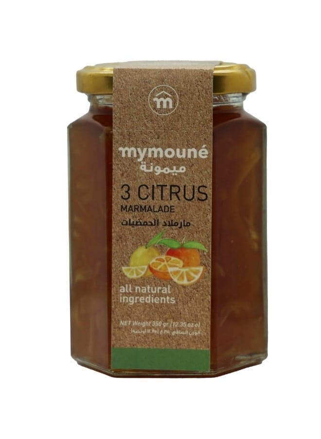 MYMOUNE 3 Citrus Marmalade 350g | Bitter Orange, Lemon & Grapefruit | Natural, No Artificial Additives | Traditional Lebanese Marmalade