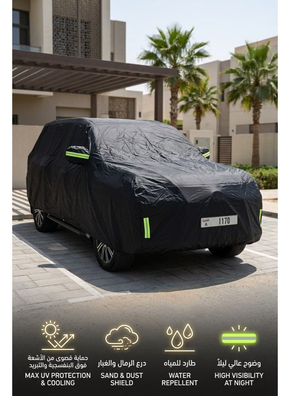 6 Layers Car Cover Waterproof All Weather for Automobiles, Outdoor Full Cover Rain Sun UV Protection with Zipper Cotton, Universal Fit for Sedan (510×190×145cm)