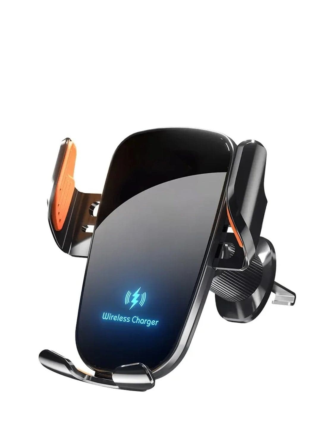 15W Manual Clamping Air Vent Wireless Car Charger Fast Charging Phone Mount for iPhone 16 Series Samsung Galaxy & Android Smartphones