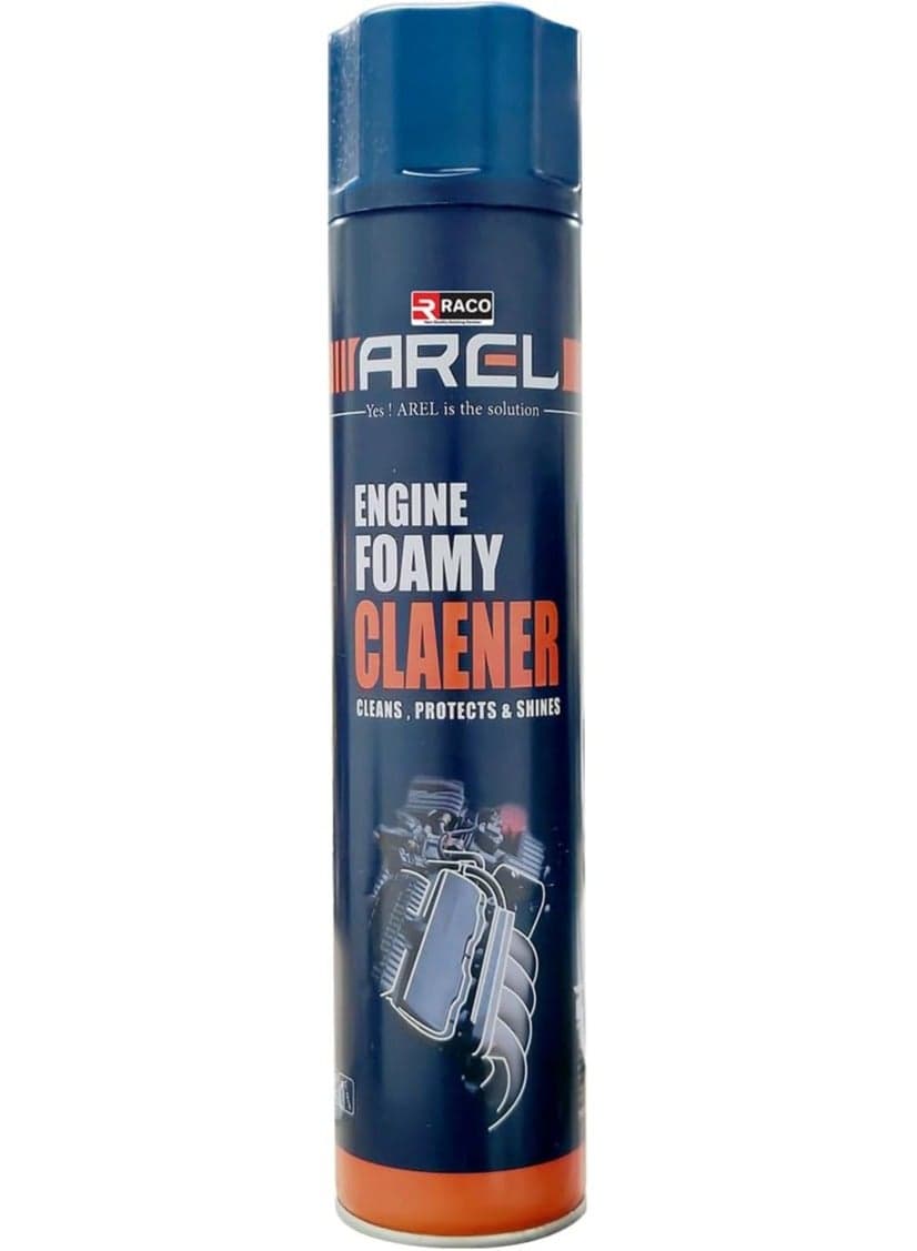 RACO Arel Engine Foamy Cleaner Spray, Cleans, Protects & Shines Engine Surfaces – Powerful Degreaser for Oil, Dirt & Grime Removal | Easy to Use Formula for Cars, Bikes & Machinery, 750ml