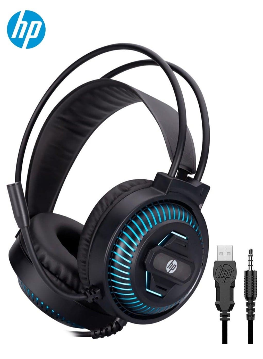 Noise-Isolating USB Gaming Headset, Gaming Headphones with LED Microphone Over-Ear Stereo Sound, Adjustable Fit Headband DHE-8001U