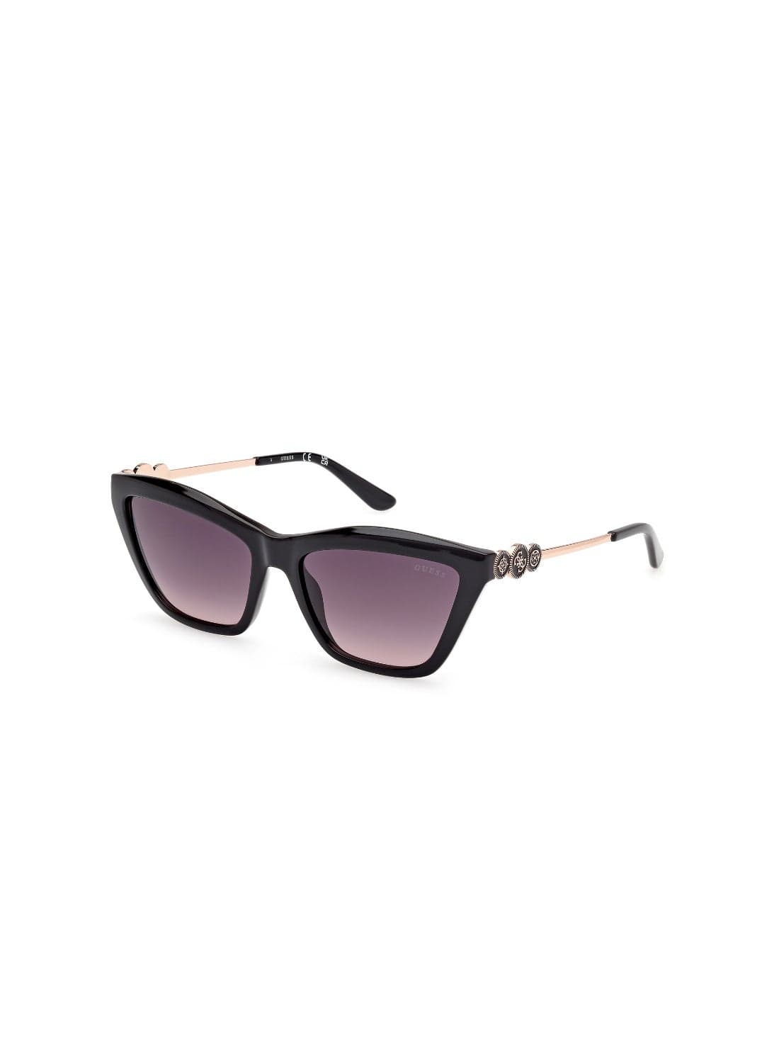GUESS FULL RIM FEMALE RECTANGULAR BLACK INJECTED SUNGLASSES