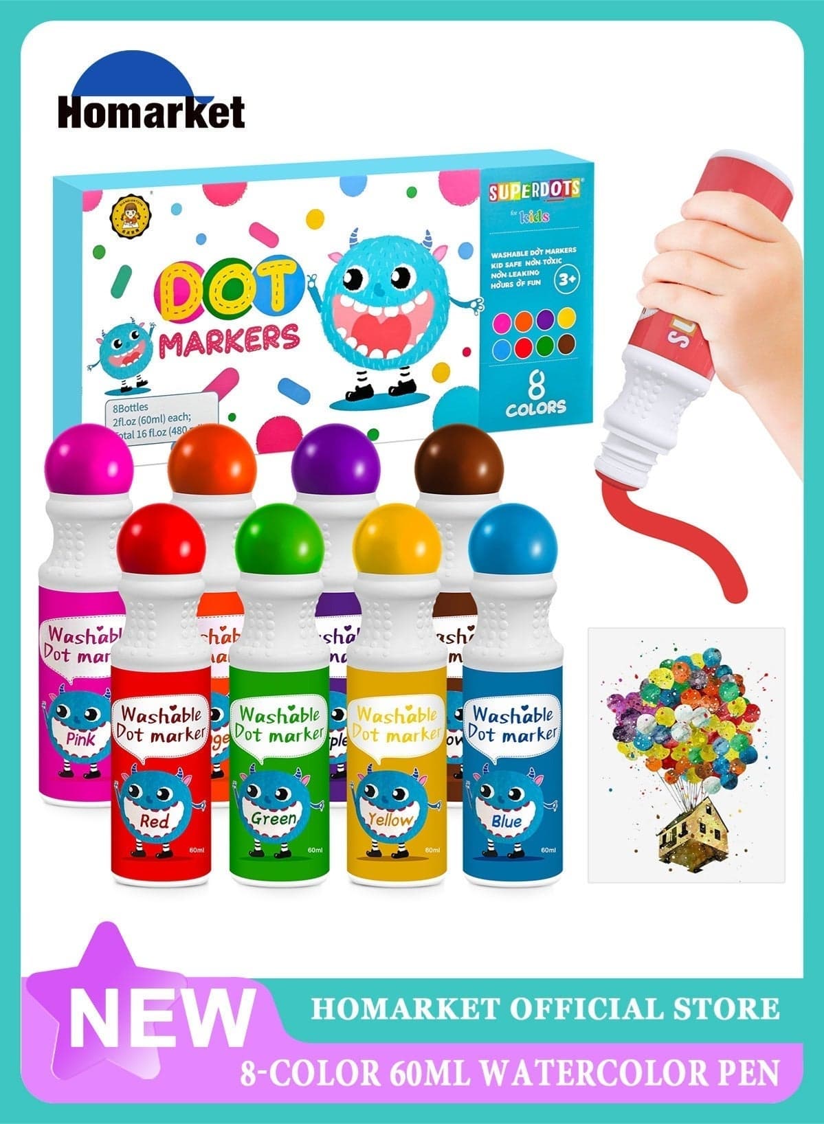 Dot Markers for Toddlers Kids Preschool, Bingo Daubers Washable Art Markers 8 Colors, Toddlers Arts and Crafts Supplies, Kids Painting Drawing Coloring Supplies, Dot Paint Craft Kit Preschool Learning