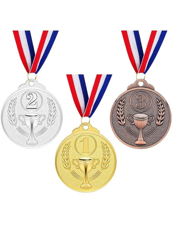 Set of 3 Number Medals, Gold Silver Bronze Winner Medals with Ribbon, Winner Awards 1st 2nd 3rd Metal Medals, Olympic Style Winner Awards for Sports, Party, Tournaments, ,Competitions(Diam:2 inch)