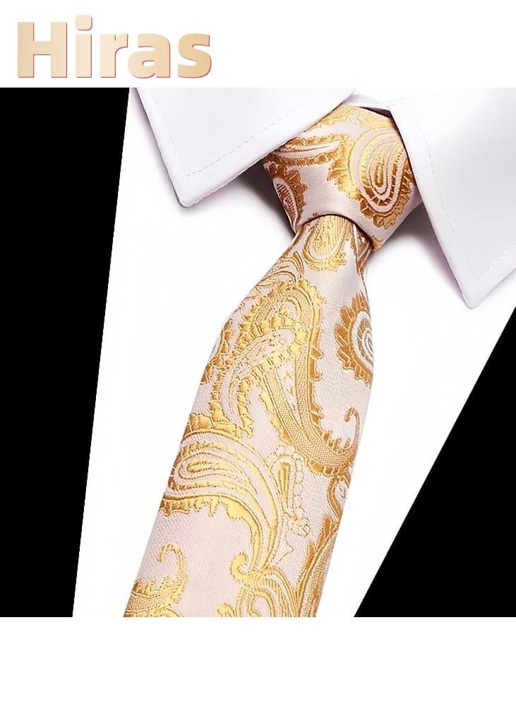 Men's Formal Necktie Design for Weddings & Formal Events, Elegant Textured Fabric Ties for Shirt and Suit-Gold