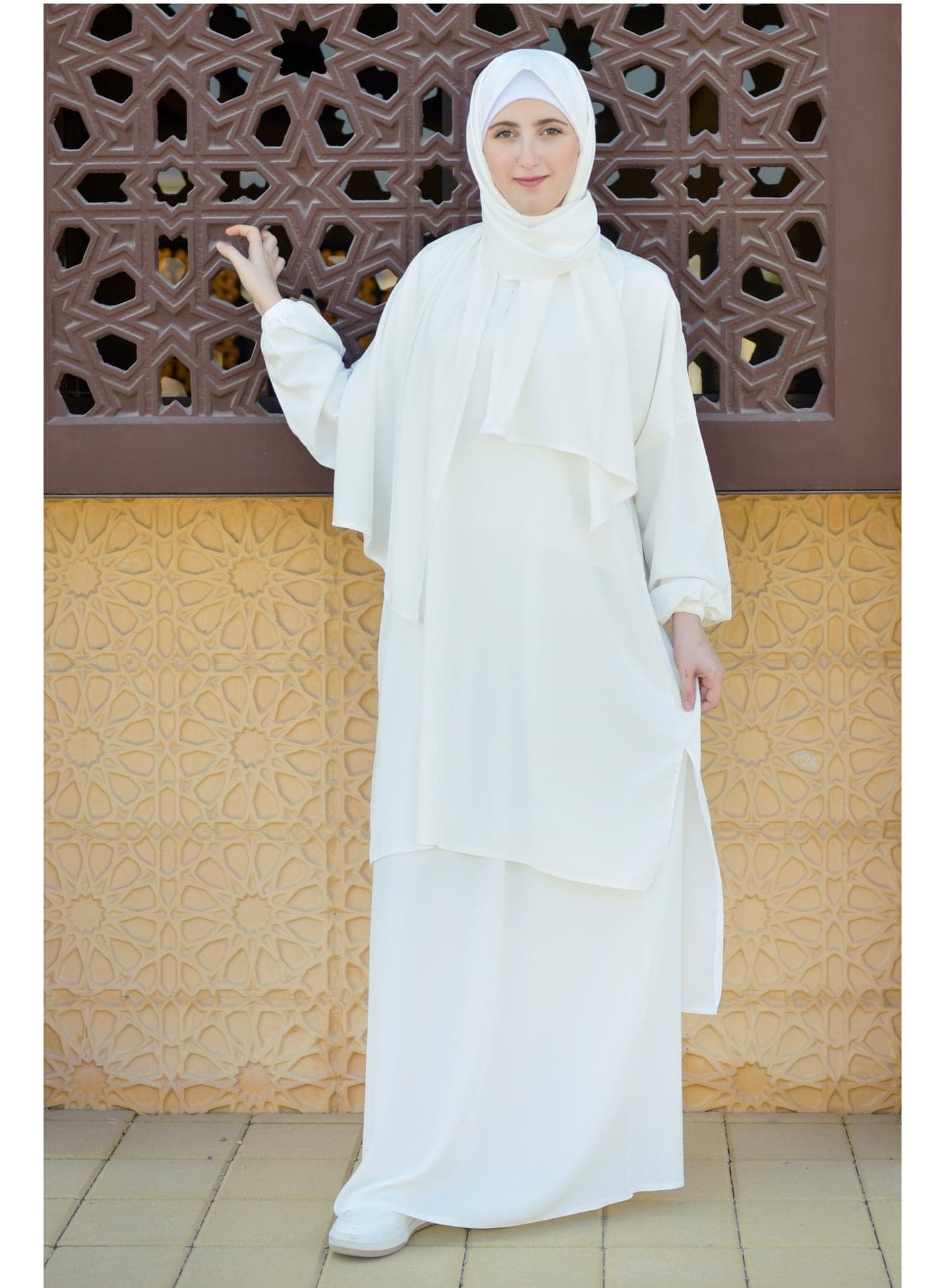 P101-umrah essentials Jilbab for women with tow style Skirt or Trouser -4 piece Prayer Clothes for Muslim Women-Islamic Abaya Dress Outfit maxi with scarf and poket- Modest suit Women
