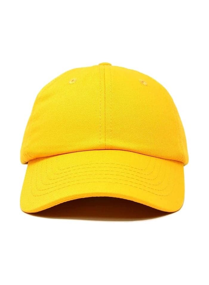 100% Cotton Bright yellow Baseball Dad Cap - Adjustable Size Hat for Running, Workouts, and Outdoor Activities - Baseball Cap for Men and Women