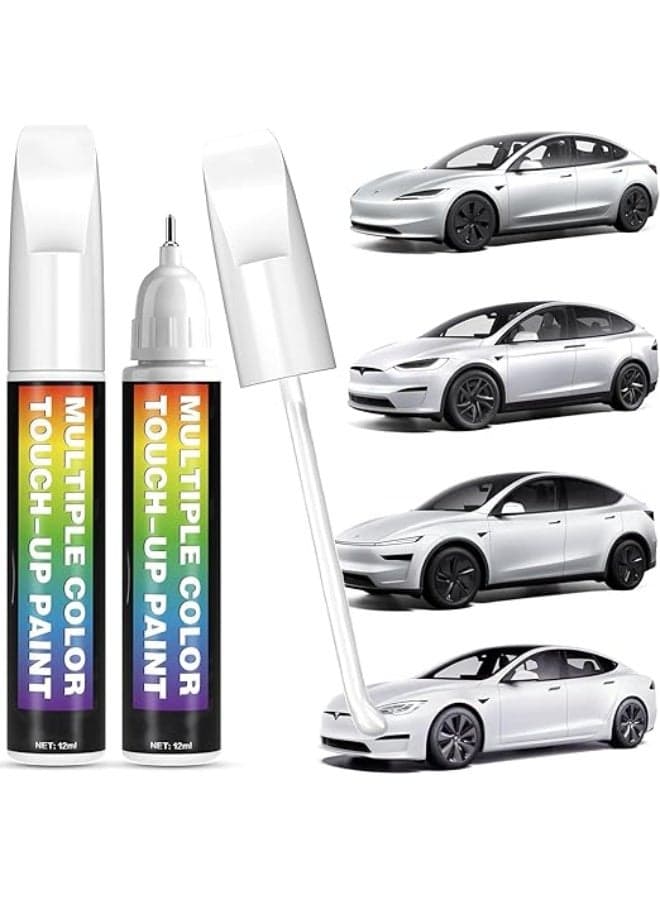 Mulitiple Color Touch-up Paint, Universal Car Touch Up Paint Pen, Pro Grade Quick Drying Mirror Polish Effect, Quick & Easy Premium Car Scratch Remover, Easy to Use (White)