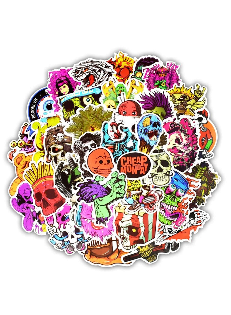 50-Piece Waterproof Vinyl Stickers Pack Decals for Laptop iPad Car Luggages Water Bottle Helmet Horror