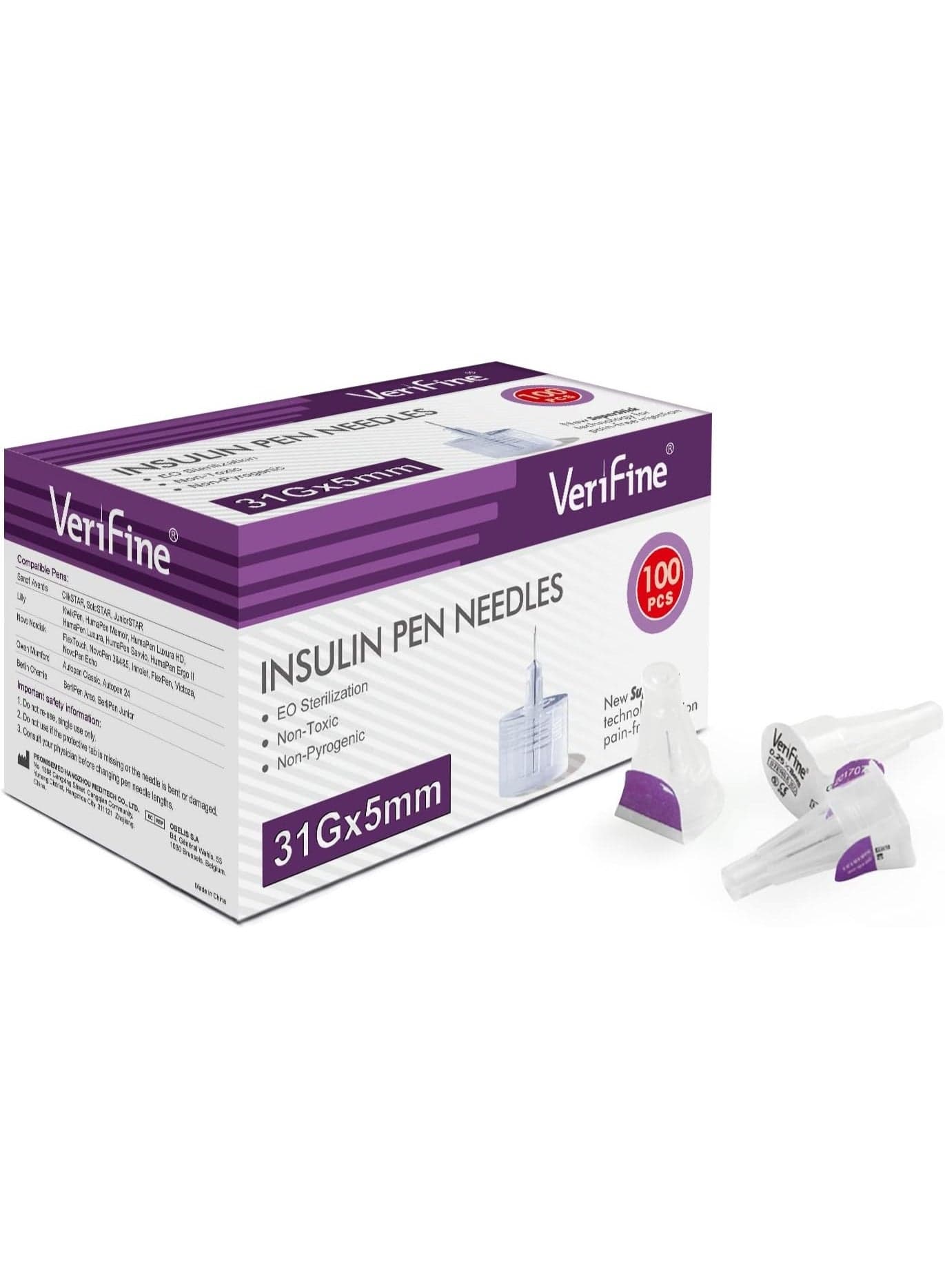 Insulin Pen Needles 31G 5mm, Ultra Fine Diatetic Needles for Insulin Injection, Compatible with Most Insulin Pen, 0.25mm x 5mm (5/32”) (100 Count)