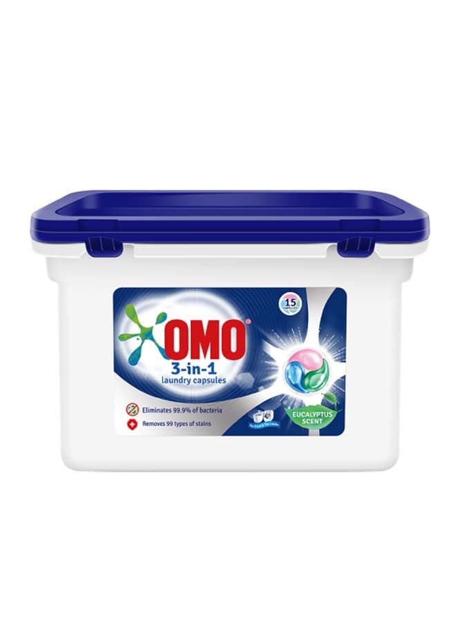 3-In-1 Laundry Capsules Eucalyptus Stain Removal Detergent 15 Pods 225.0grams
