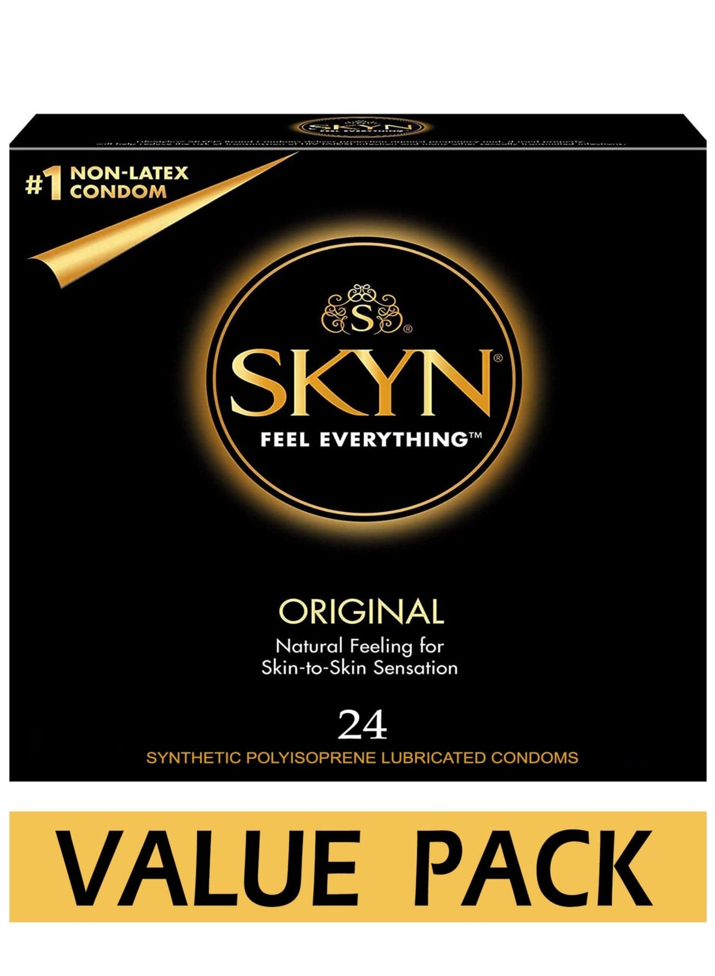 24-Piece Original Natural Feeling Lubricated Non-Latex Condoms For Skin-to-Skin Sensation