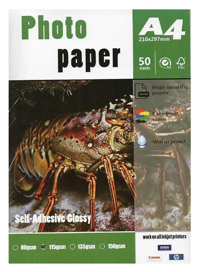 100 Sheets A4 High Glossy Sticky Photo Graphic Waterproof Paper