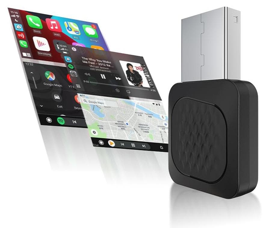 Mini Wireless Carplay Adapter, Convert Wired to Wireless Car Play & Android Auto 2-in-1 Adapter for Apple iPhone & Android Phone, Plug & Play, Auto Connect, No Delay, w/USB C for iOS 10+ Android 11+